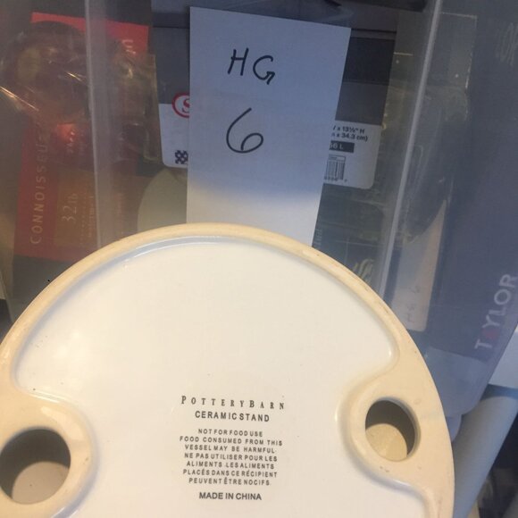 Pottery Barn White Ceramic Pillar Candle Stand Modern 6H X 9W - Picture 8 of 8